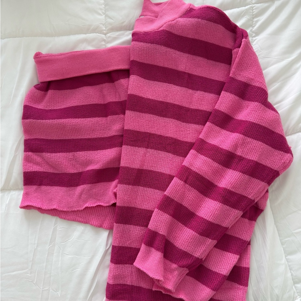 Amazon Pink Striped Turtleneck Sweater